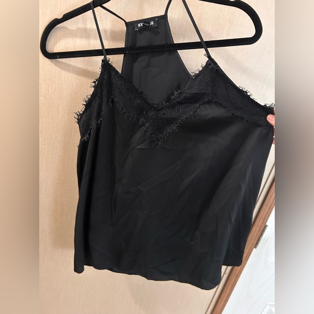 Express Black Fringed Cami Top